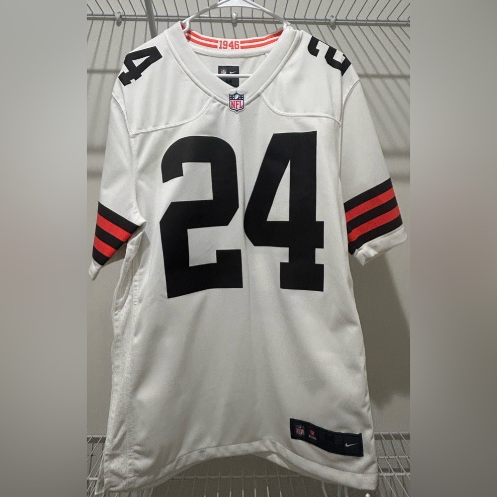 NFL Official On Field Men's White #24 Nick Chubb CLE Browns Jersey NWOT, M